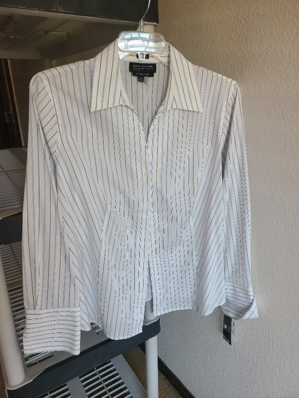 ones New York Platinum Stretch Pinstripe Button Down Shirt NWT